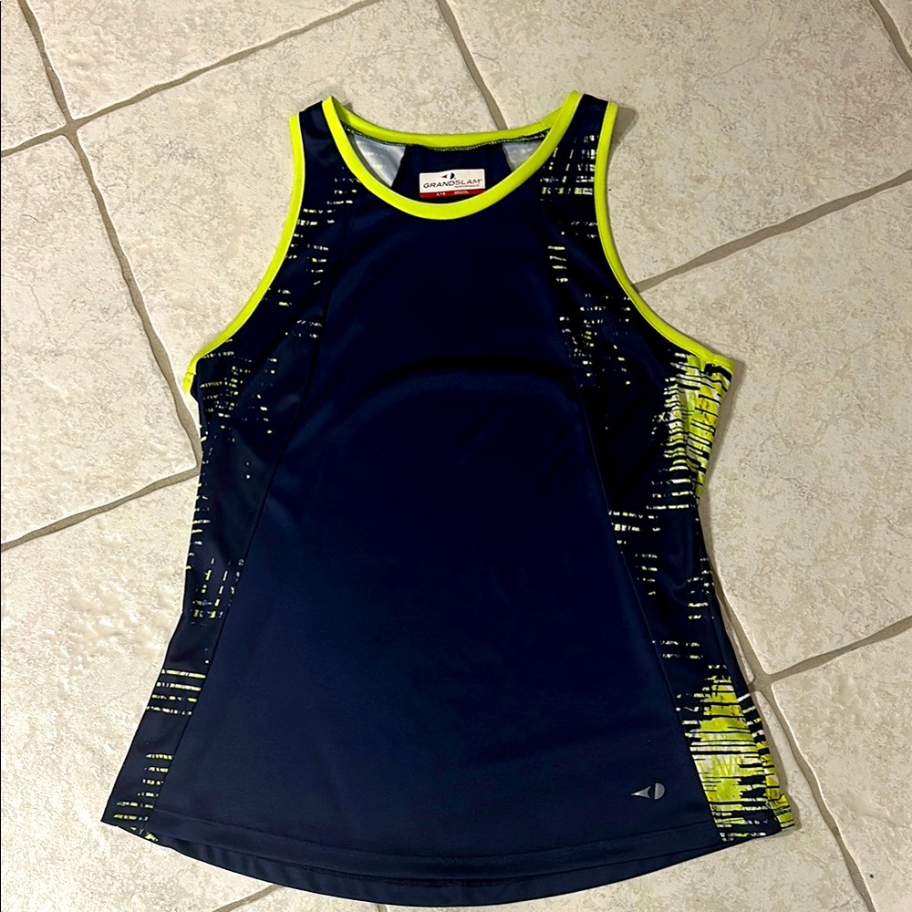 Tennis or Pickleball Navy and Neon yellow Women's Tank Top